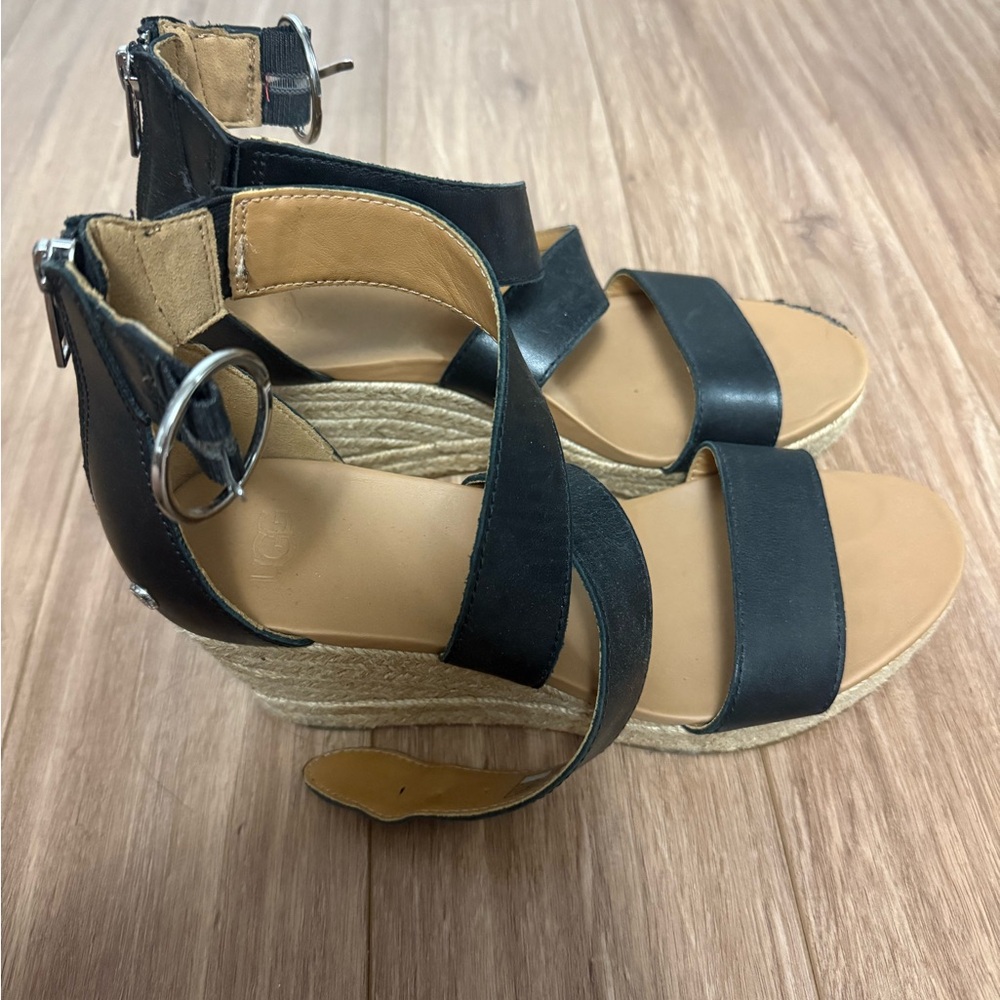 Black Wedge Sandals